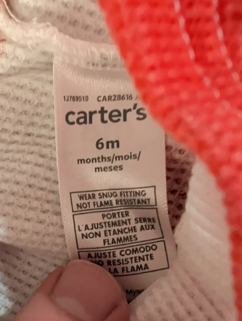 Carter's Red and White Striped Kids Pajama Set with Gray Trim Christmas